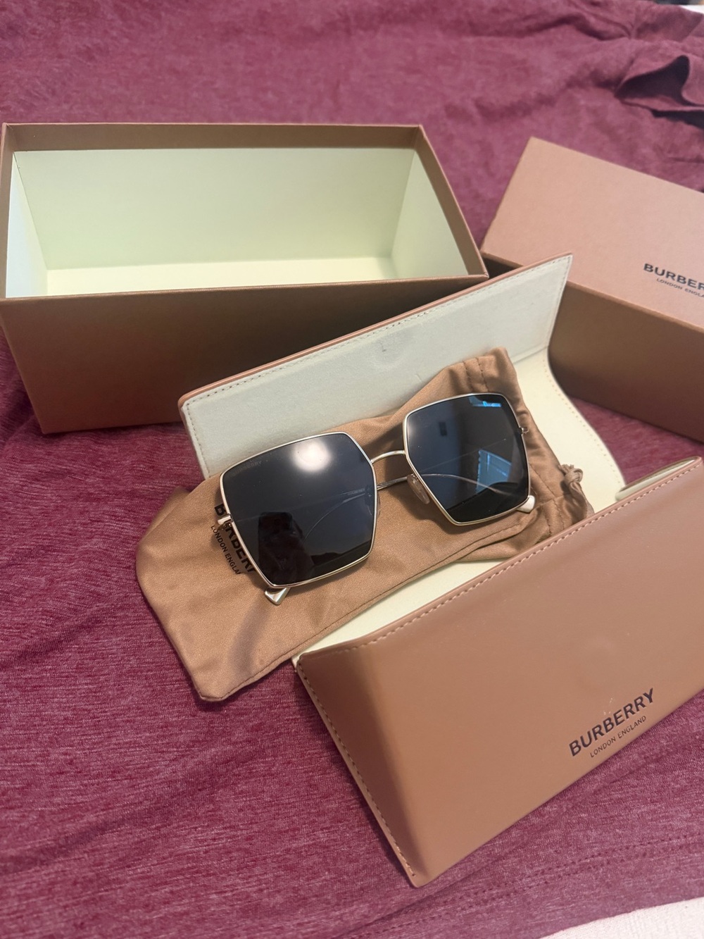 NIB Burberry Daphne Sunglasses Light Gold - Picture 3 of 7